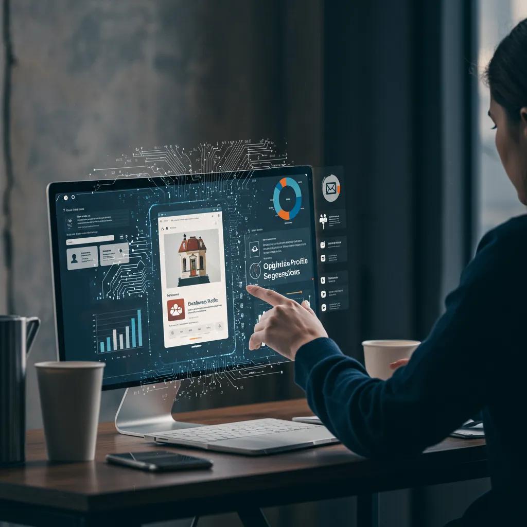AI technology analyzing data and suggesting improvements for Google Business Profile to generate more leads and optimize performance.