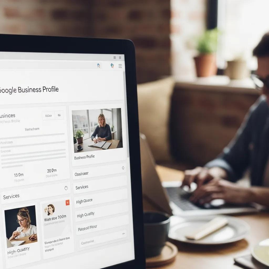 Example of a polished Google Business Profile on a laptop