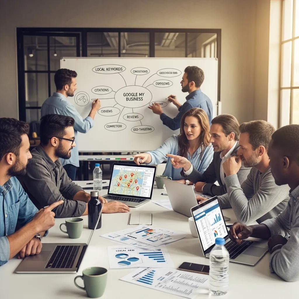 Team discussing local SEO strategies to boost business visibility in Deerfield Beach